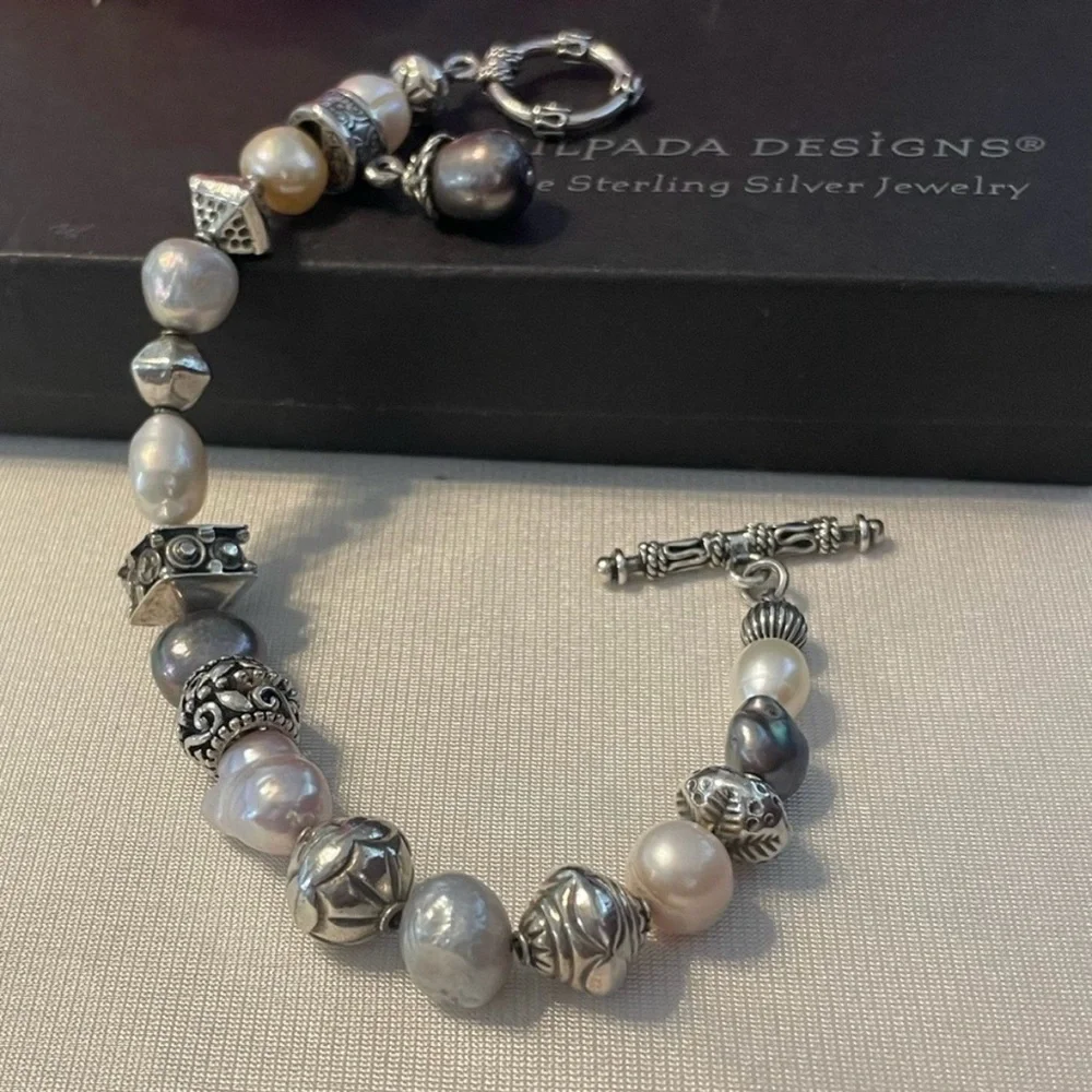 🦋SOLD 🦋 Silpada Gray and Pink Freshwater Pearl Sterling Silver Bracelet B0986 - Picture 7 of 16